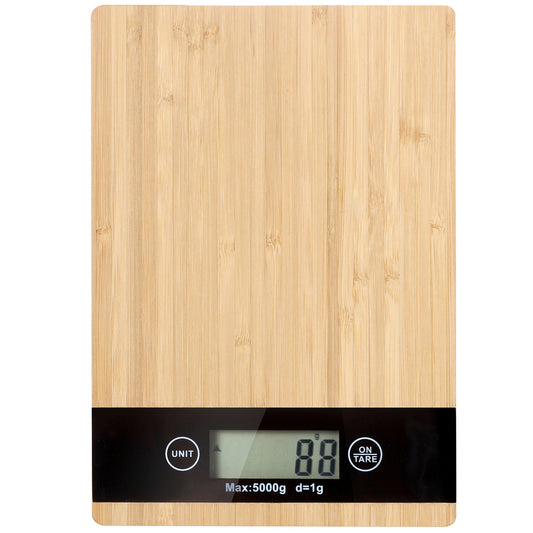 Báscula de cocina de precisión de bamboo LCD hasta 5kg