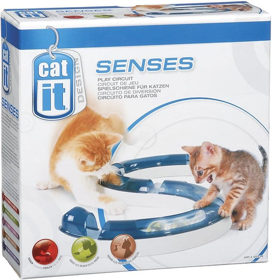 Sensory circuit toy for cats with ball