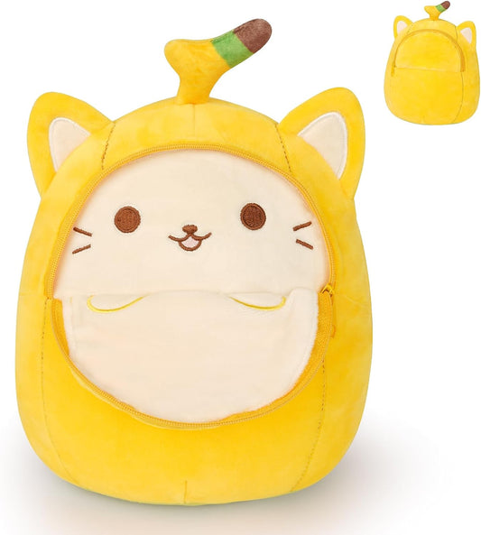 Peluche de gato banana para niños y niñas, regalo de cumpleaños