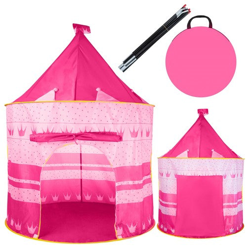 Tipi infantil en color Rosa- Tienda redonda en forma de castillo