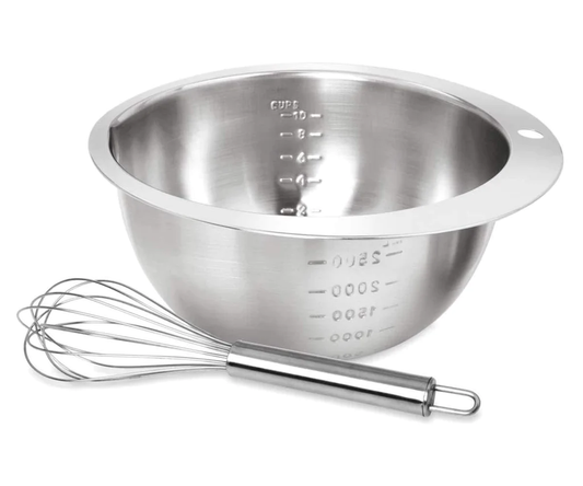 2.5l steel kitchen bowl with 25cm whisk