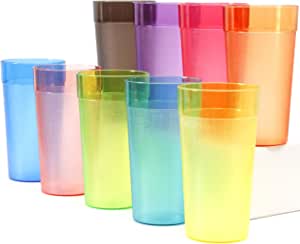 Juego de 18 vasos de plástico de 600ml 9 colores