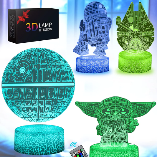 Luz led 3D Yoda con 3 patrones y 16 colores